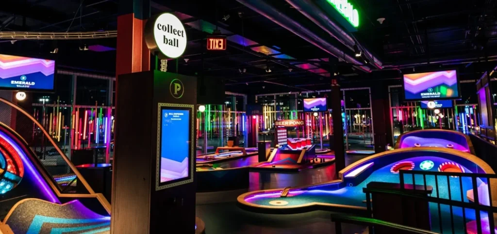 An overview of Puttshack in Oakbrook Chicago